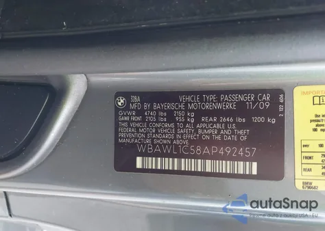 2010 BMW 328I from USA, damaged, VIN WBAWL1C58AP492457